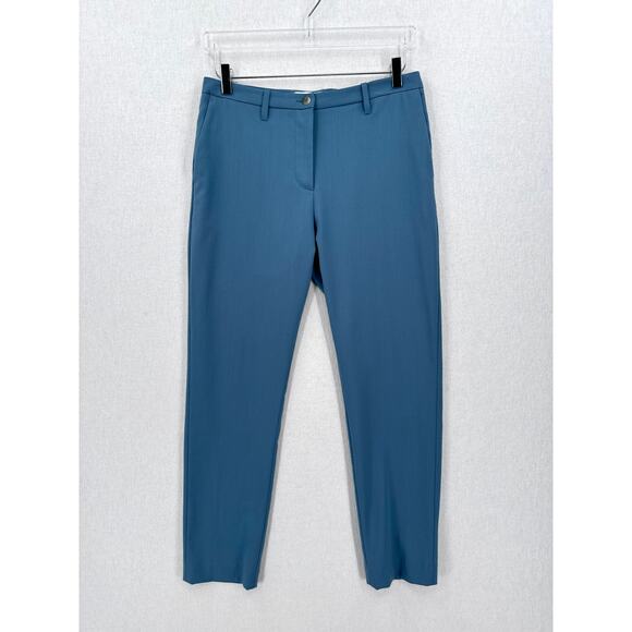 SAMSOE Pants Womens Small Blue Wool Blend Slim Tapered Trousers Pockets Career - Picture 1 of 14